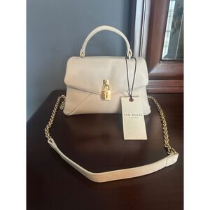 Ted Baker London Cream Leather Padlock Top Handle Crossbody Bag NWT